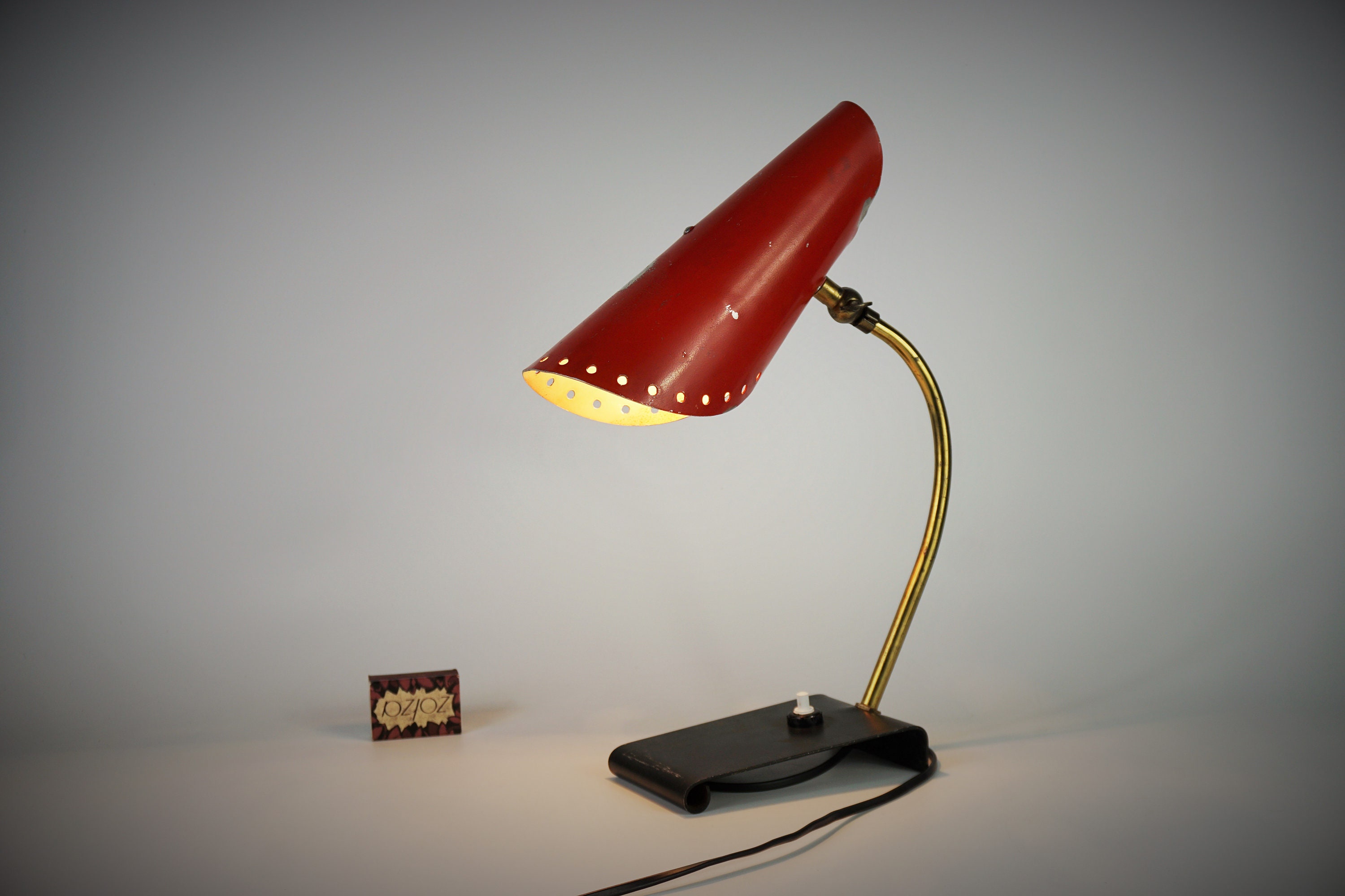Table Lamps Mid Century, Rockabilly Lamp, Mcm Lamp, Atomic Modern Lamp, Lamp  Table Mid Century Modern, Red Desk Lamp Perforated Shade, 