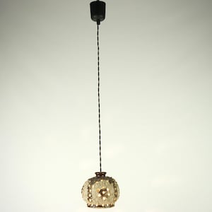 Mid Century small ceramic fat lava hanging lamp, retro 60s pottery light,Brutalist Hanging Lamp, Vintage Stoneware pendant lamp,Swedish lamp