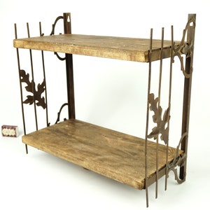 Wooden shelf, Old handmade wooden shelf, Vintage wall shelf, primitive shelf, rustic shelf, two-tier shelf, spice rack shelf,country kitchen