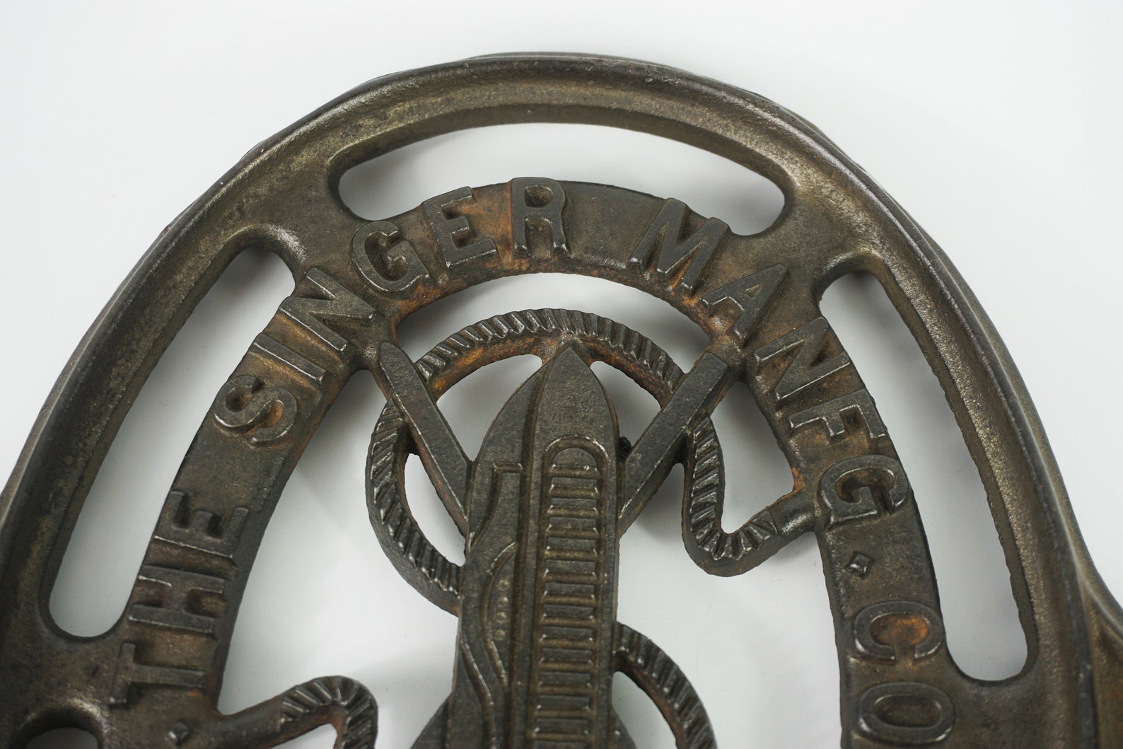 Antique Singer Sewing Machine Logo Badge Large Heavy Metal Etsy