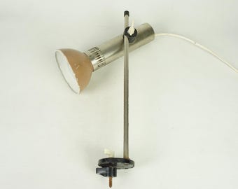 Vintage Werkstattlampe, alte Schreibtischlampe Polen, industrielle verstellbare Tischlampe, Vintage Industriefabriklampe, beige Schreibtischlampe, Architektenlampe