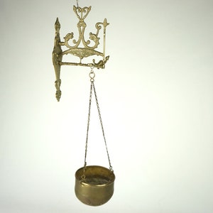 Vintage Copper Vessel, old Plant Pot,hanging brass flowerpot,decorative brass hanger with flower pot, Wall decor ,flower pot