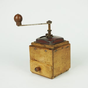 Kaffeemühle Vintage, deutsche Kaffeemühle, Vintage Kaffee Gusseisen Kaffeemühle, Retro Holz und Gusseisen Kaffeemühle,