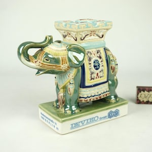 Vintage Elephant Ceramic,Green small Elephant Statue,advertising figure Elephant,old ashtray elephant,bookend elephant,company advertisement