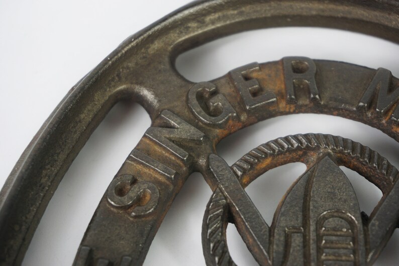 Antique Singer Sewing Machine Logo Badge Large Heavy Metal Etsy