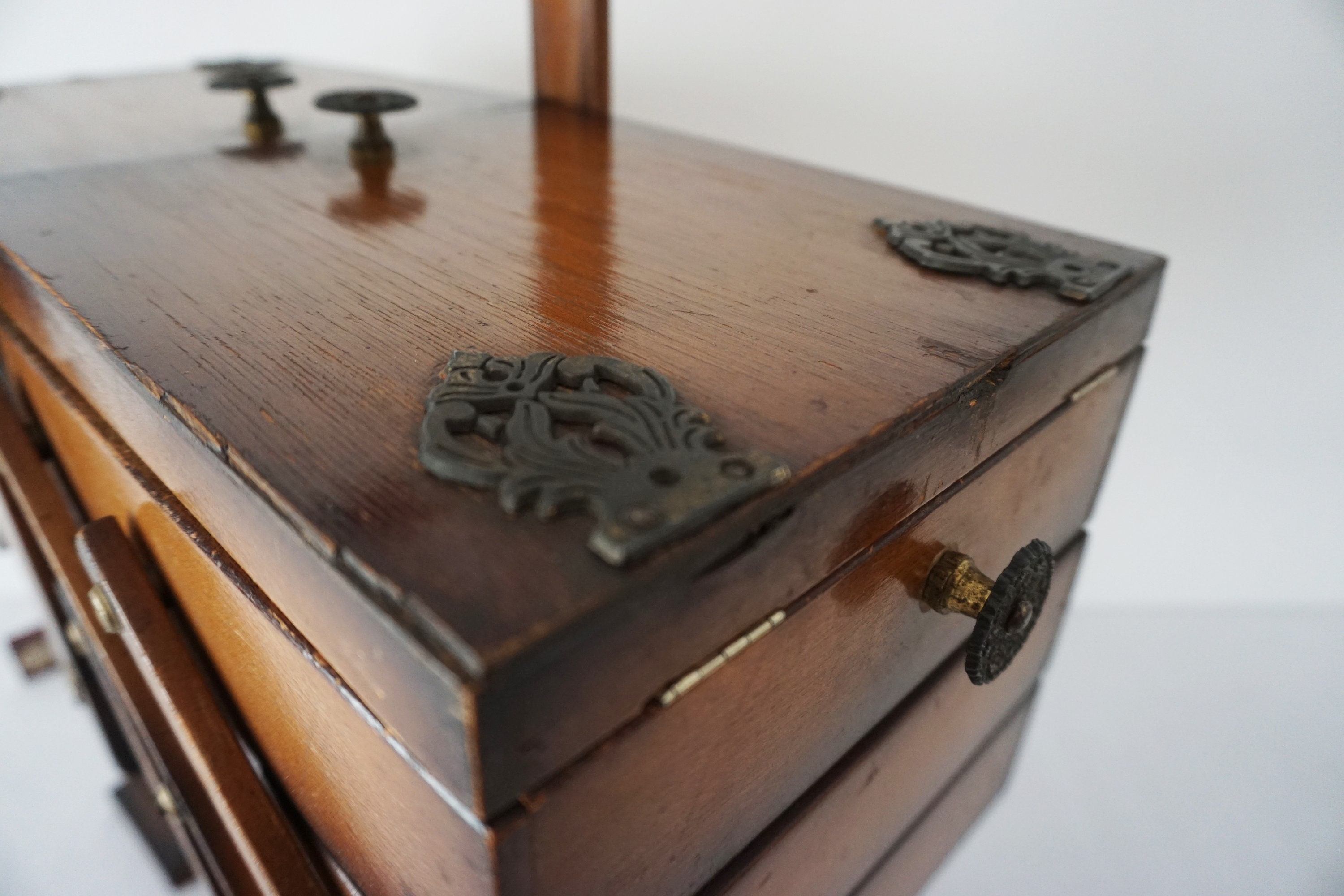 Naaimand Huishoudelijke Vintage Houten Naaidoos Dennennaald Draad Opbergkoffer Organizer DIY Naaigereedschap Huishouden, Dames, Heren(Dandelion empty box