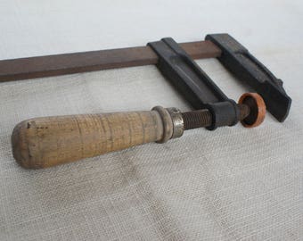 大型工業用クランプ、大型木製クランプ、金属製大工用クランプ、大工用クランプ、古いクランプ、大工用金属クランプ、ビンテージクランプ、