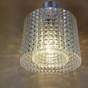 Swedish hanging lamp mid century, Scandinavian Clear Glass Geometric Patterned Globe Lamp, vintage pendant lights, hanging ceiling lamp,