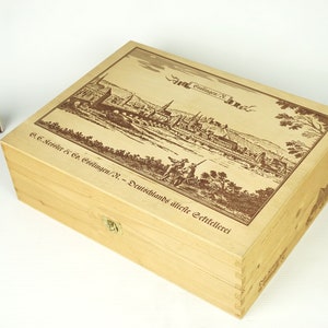 Grande boîte en bois allemande, grande boîte en bois vintage, boîte pour cartes de mariage, boîte pour photos, boîte à souvenirs vintage, boîte rétro avec couvercle