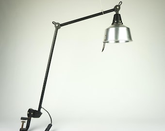 Vintage Werkstatt Schreibtischlampe, alte deutsche verstellbare Tischlampe, Vintage Industrie-Fabriklampe, VEB Kahla Lampe