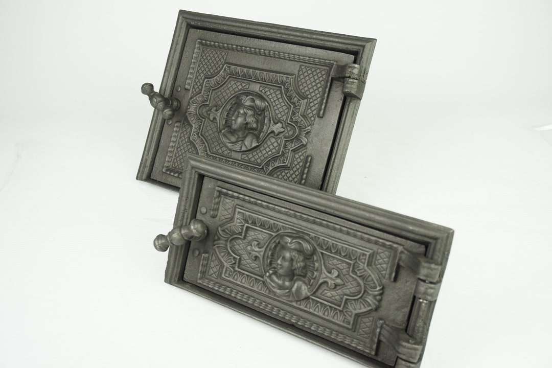 Pair Cast Iron Oven Doors Set Iron Stove Door Rusty Stove Etsy