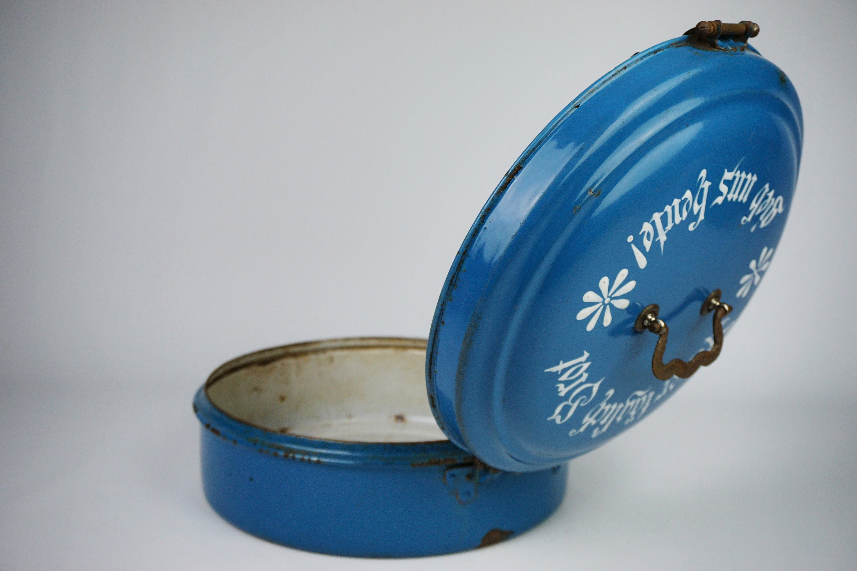 Vintage Enamel Bread Bin Emaille Broodtrommel Enamel Bread Etsy