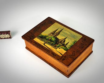 アンティーク手描き木箱：ドイツの民芸品、田園風景 - Etsy 日本