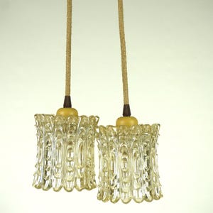 Pair of Mid-Century Hanging Lamps, Od lamps from the 60s, vintage pendant lights, Set hanging beige ceiling lamps, Shade Hanging Lamps