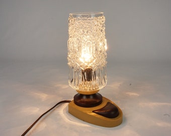 Lampy stołowe połowa wieku, mała lampa rockabilly, lampa ze szklanym kloszem, mała lampka nocna, oprawa szklana, lampa mcm, retro,
