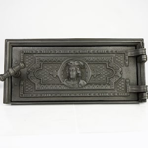 Cast iron oven door, antique Iron Door, rusty stove part,Iron Stove Door,  Antique Furnace,Cast Iron Salvage Front Panel, vintage metal door