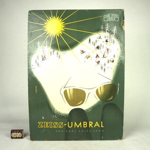 Cartel original grande de los años 60, publicidad antigua auténtica, gafas Carl Zeiss Jena-umbral, cartel alemán vintage, letreros de cartón de los años 60,