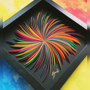 Quilling Art Colorful/ Unique Gift/Paper Wall Art/ Framed Art/Abstract Art/Paper Anniversary/ Anniversary Gift/Wedding Gift, 3D Paper Art