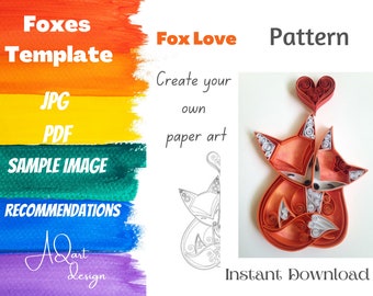 Fuchs Liebe Quilling Art Pattern - DIY Papierhandwerk (Digitaler Download)