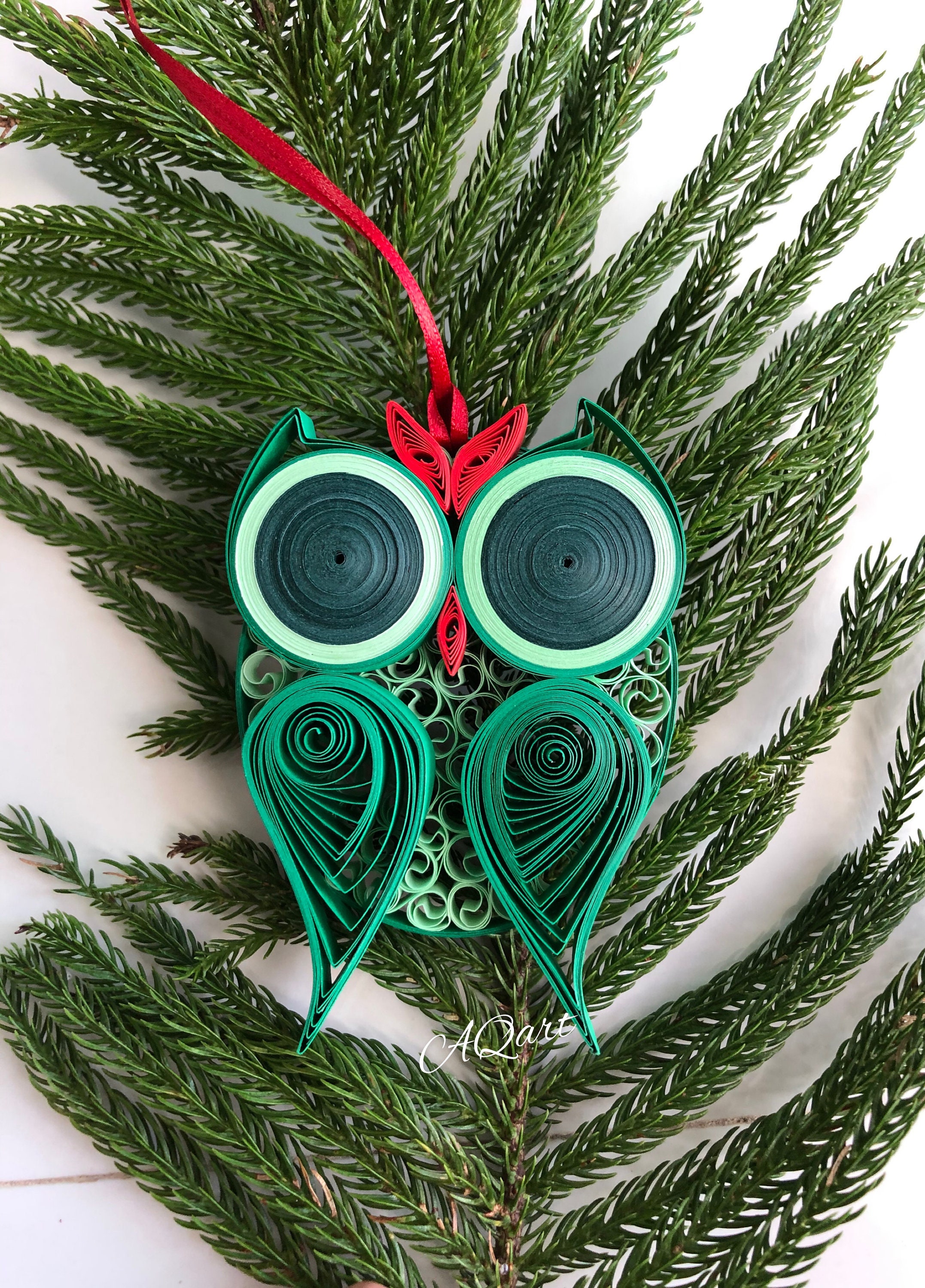 Quilling Art 'Christmas Owl'Handmade Owl Ornaments Etsy