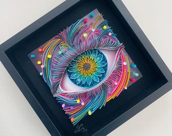 Arte em Quilling Olho Cósmico – Decoração de Parede em Papel 3D, Emoldurada