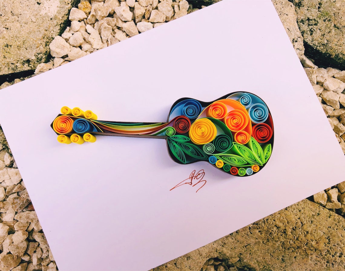 The Guitar Quilling Artpaper Artunique Giftmusic Lover Etsy