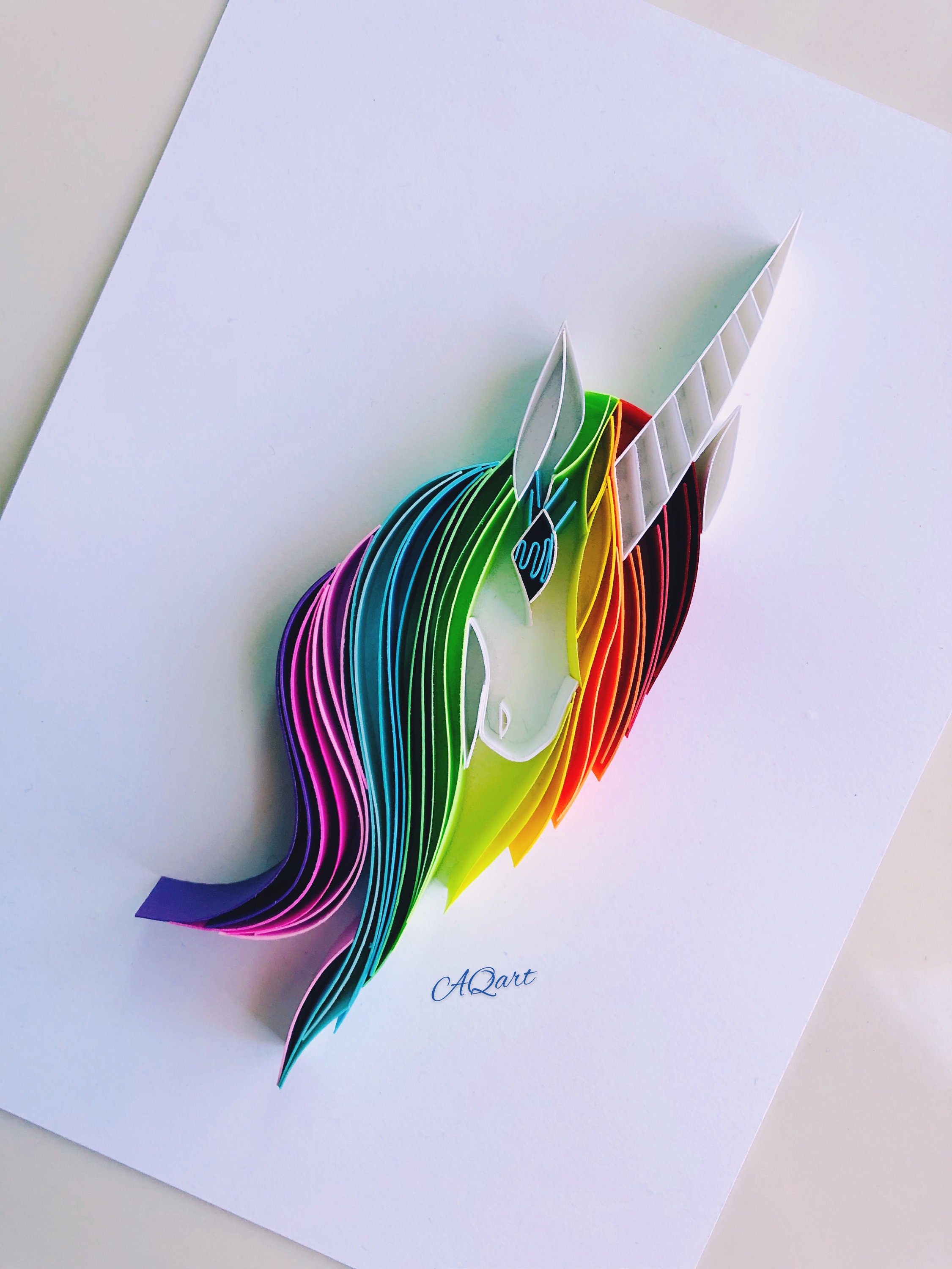 Unicorn Quilling Art Unicorn Paper Art Girls Room Etsy