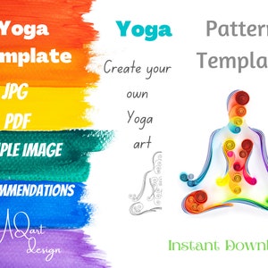 Yoga Pattern - Yoga Template - How to Make Yoga Quilling Art - Instant Download - Quilled Yoga Art - Create your own Quilling Art