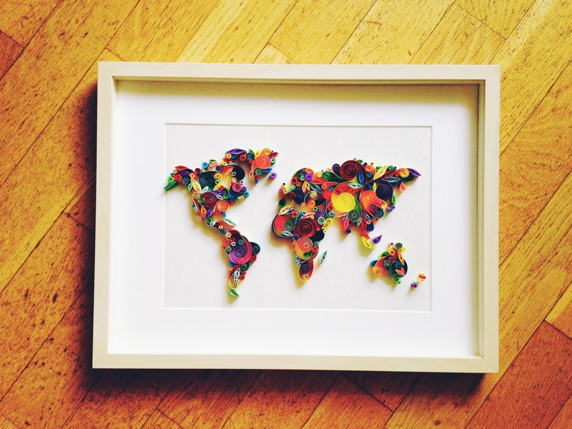 World Map Paper Wall Art Quilling ArtUnique GiftHome Etsy