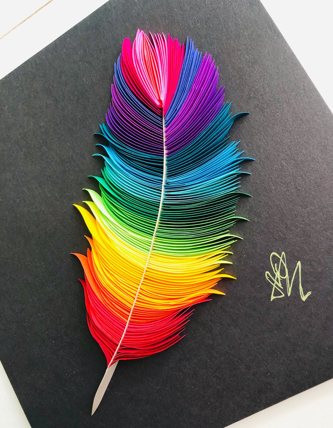 Quilled Paper Art Rainbow touch Paper Wall art Handmade Etsy