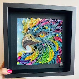 Arte murale di carta "Aquila" - Arte quilling - Regalo unico - Regalo per gli amanti delle aquile - Regalo di nozze - Regalo per gli amanti degli uccelli - Regalo per lui - Regalo per papà