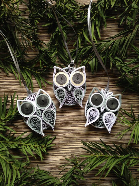 Verschneite Eulen Ornamente Quilling Ornamente Eule Etsy