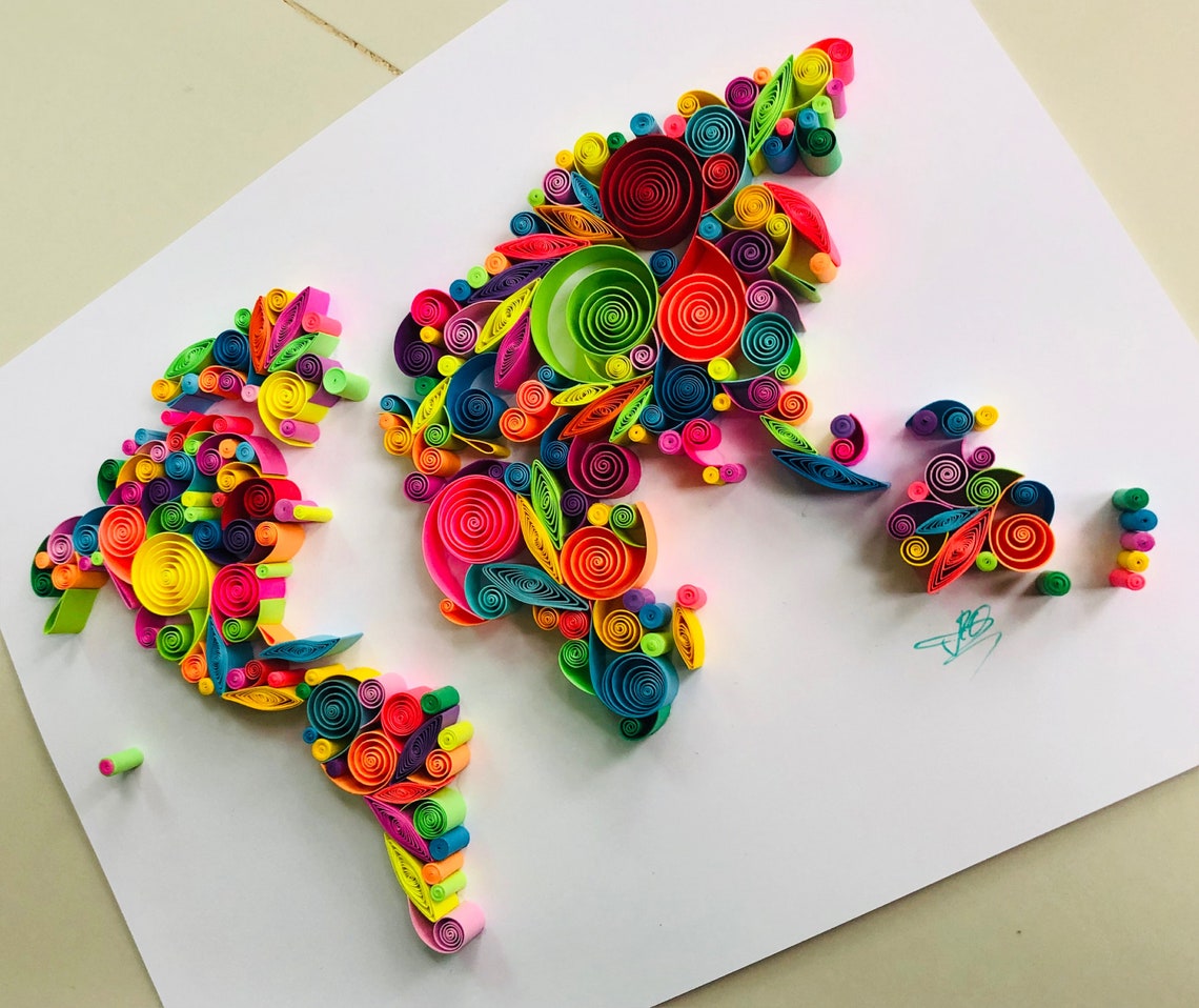 World Map Paper Wall Art Quilling ArtUnique GiftHome Etsy