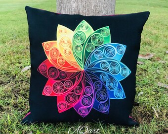 Mandala Flower Pillow Cover - Art Print Pillow - Decorative Pillow Cover - 16x16 Throw Pillow - Cushion Cover- Unique Pillow Case