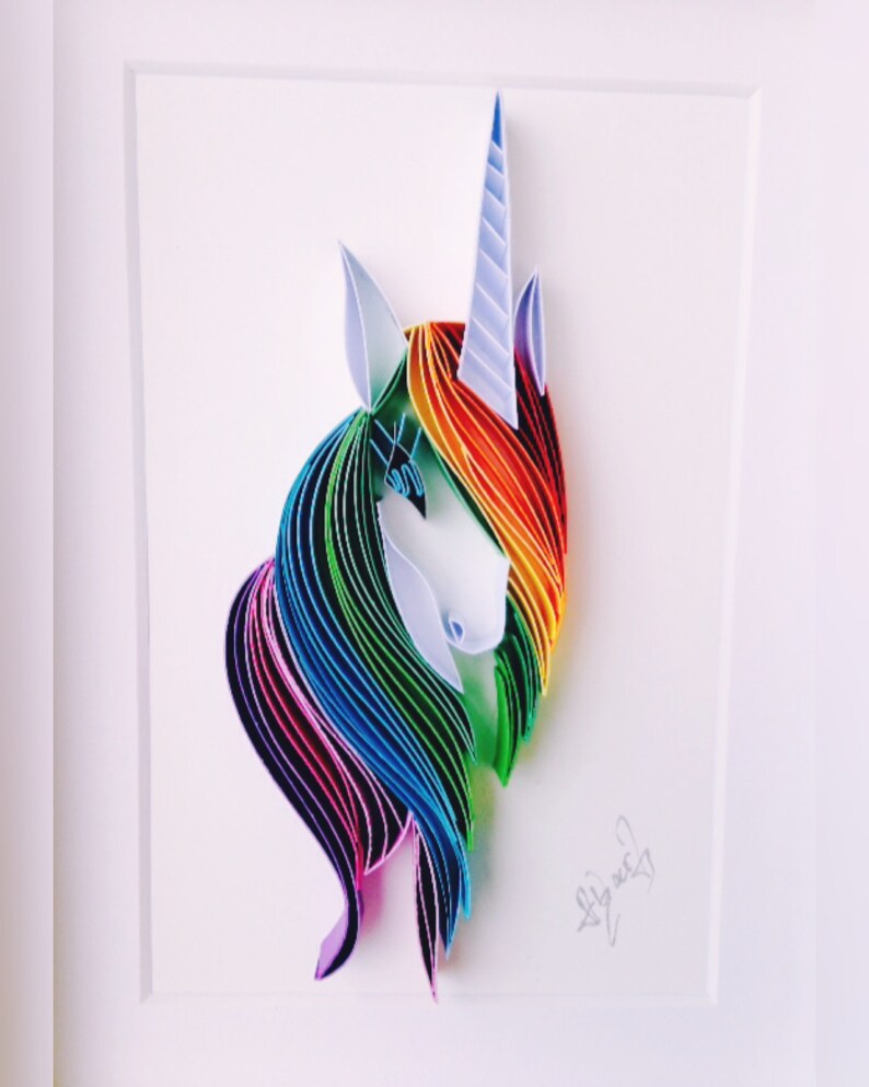 Unicorn Quilling Art Unicorn Paper Art Girls Room Etsy