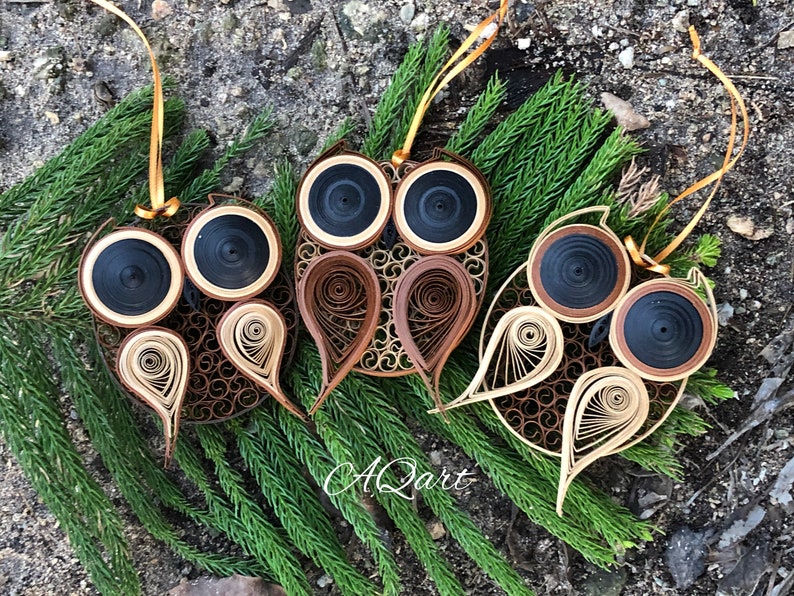 Large Owl Ornamentquilling Ornamenthandmade Owl Ornamentowl Etsy