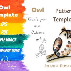 Owl Pattern - Owl Template - Instant Download - Quilling art Owl - Quilling Pattern - Paper Quilling Template