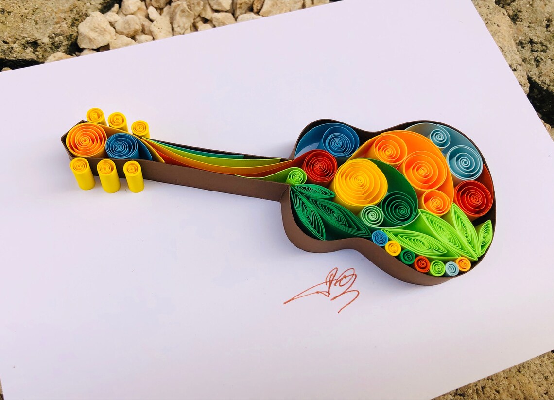 The Guitar Quilling Artpaper Artunique Giftmusic Lover Etsy