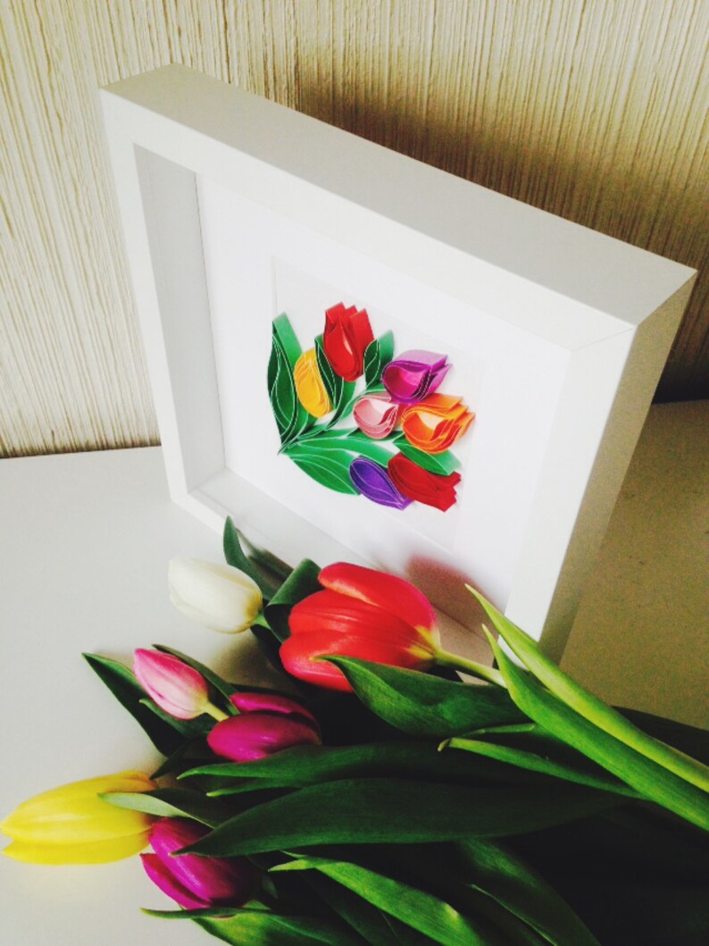 Tulips Quilling Wall Paper ArtMixed Media ArtHome Etsy