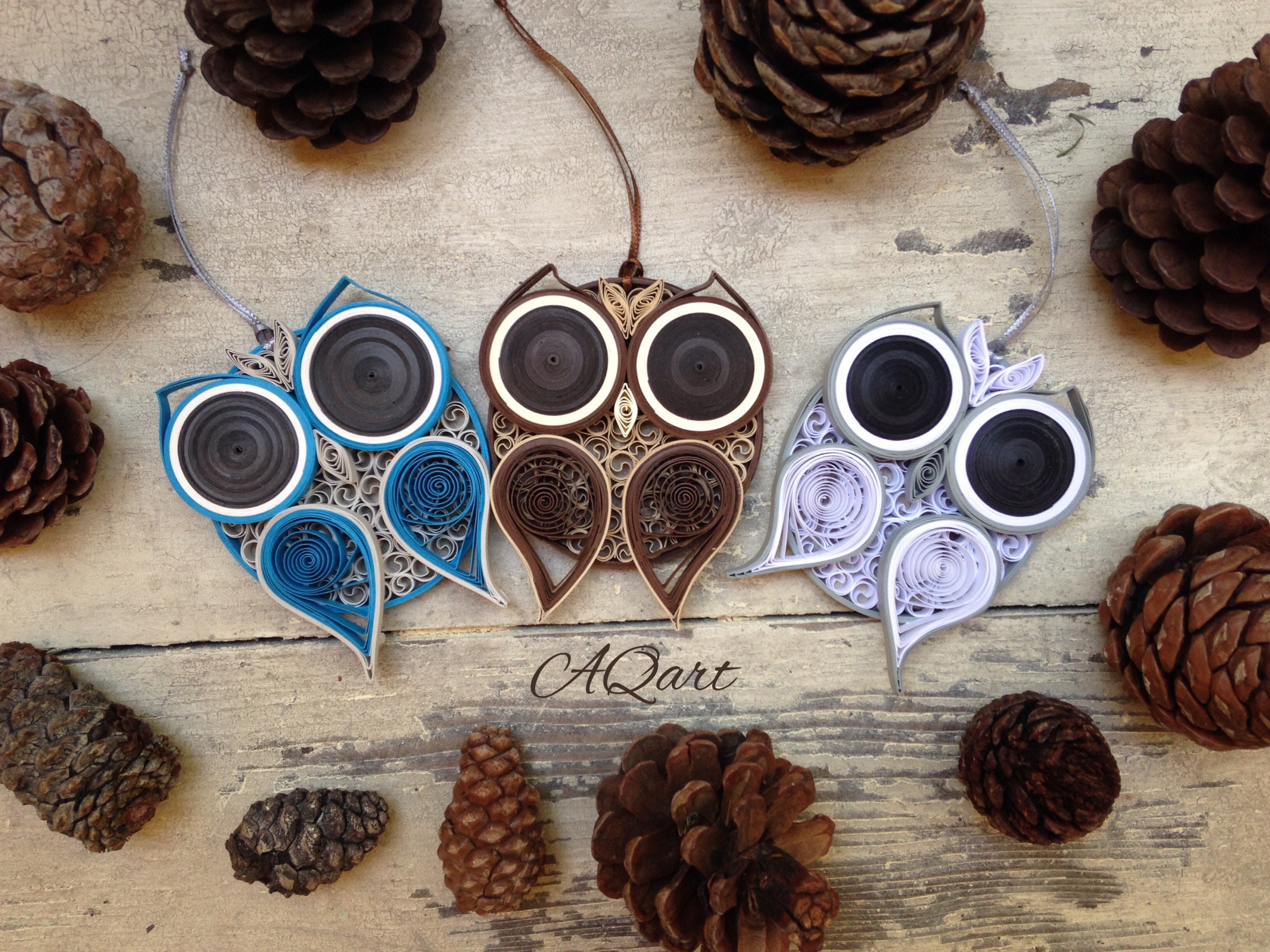 Large Owl Ornamentquilling Ornamenthandmade Owl Ornamentowl Etsy