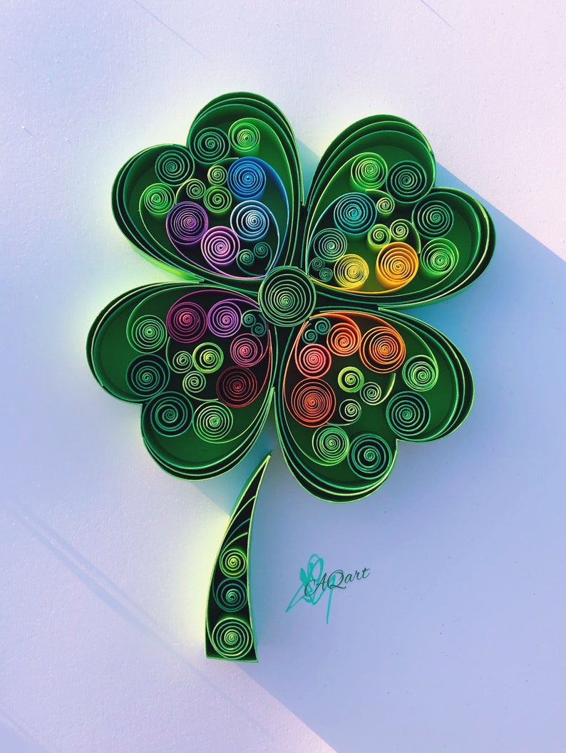 Quilling Art 'lucky Quilled Clover Paper Art Four Leaf Etsy