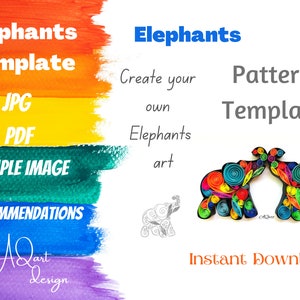 Elephants Love Pattern - Elephants Template - How to Make Elephants Art - Instant Download - Elephants Love Quilling Art
