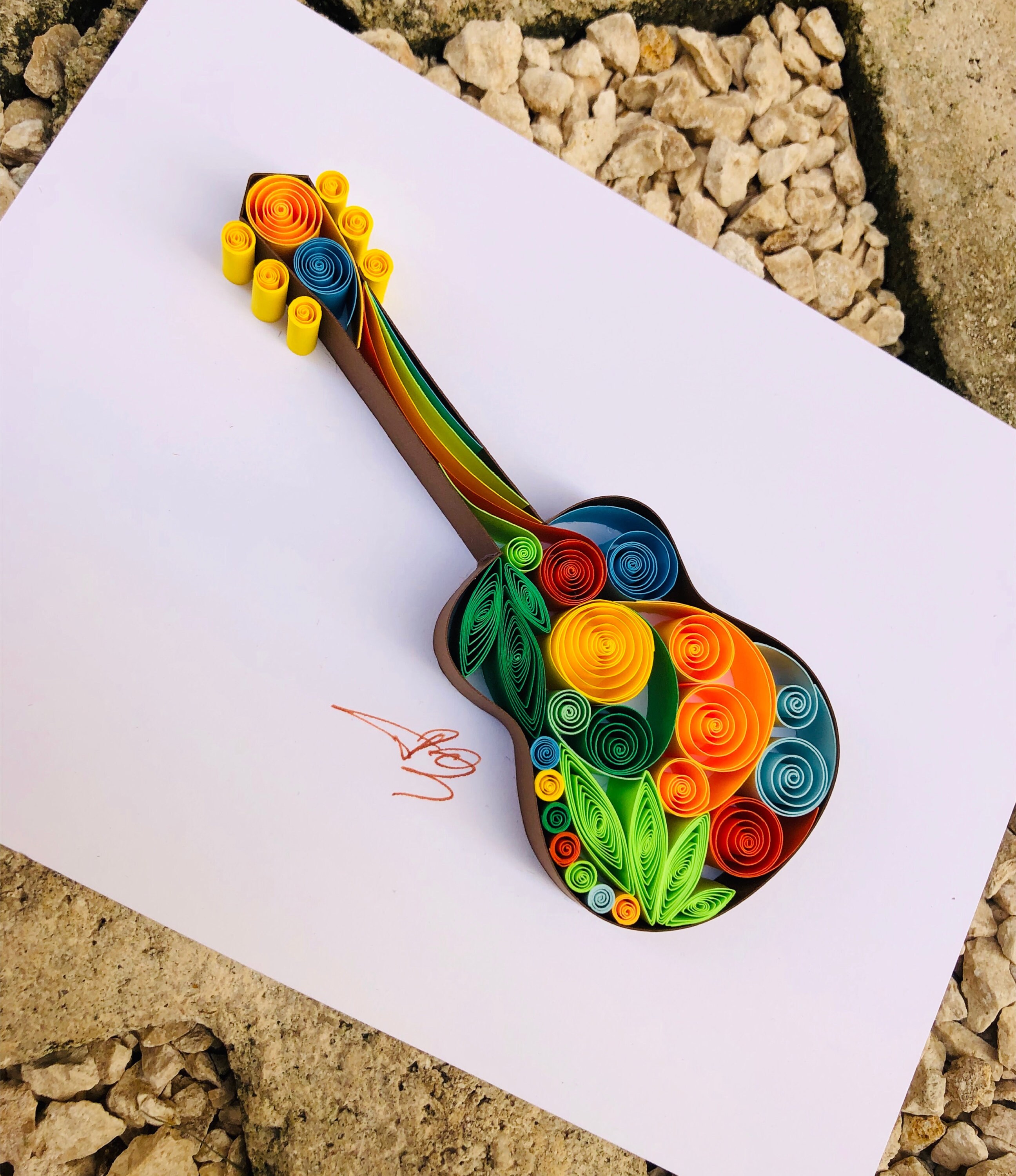 La guitarra quilling artepapel arteúnico regaloamante de la Etsy