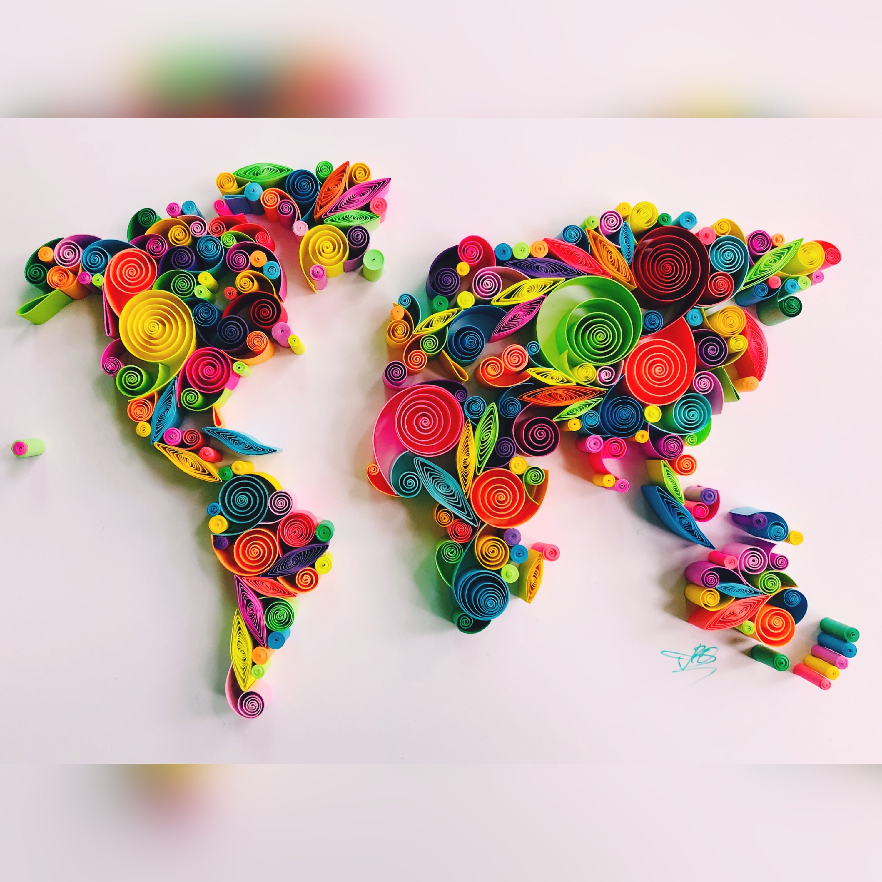 World Map Paper Wall Art Quilling ArtUnique GiftHome Etsy