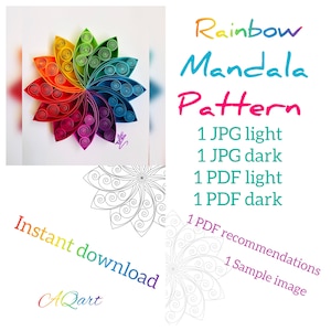 Rainbow Mandala Pattern Mandala Template Quilling Mandala How to make Mandala Art Mandala Flower Pattern image 2