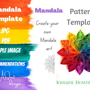 Rainbow Mandala Pattern Mandala Template Quilling Mandala How to make Mandala Art Mandala Flower Pattern image 1