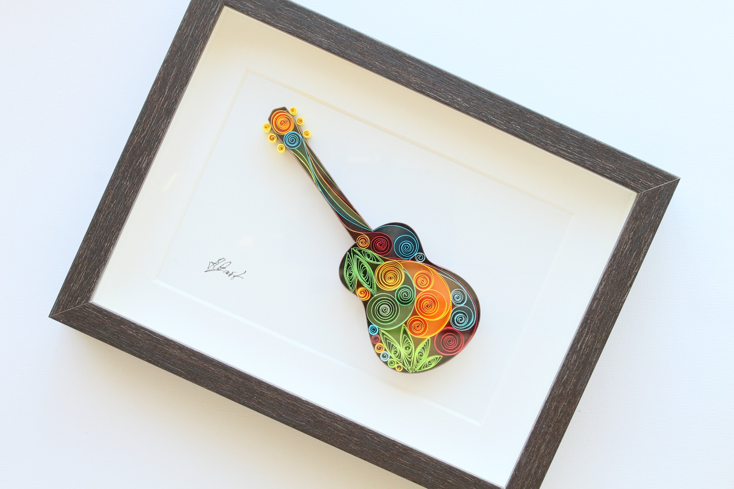 La guitarra quilling artepapel arteúnico regaloamante de la Etsy