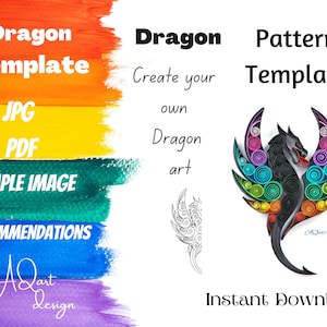 Drachenmuster - Drachenvorlage - Erstellen Sie Ihre eigene Drachenkunst - Sofortiger Download - Quilling-Drachenmuster