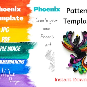 Phoenix Quilling Art Pattern – Template for DIY Paper Craft (Digital Download)