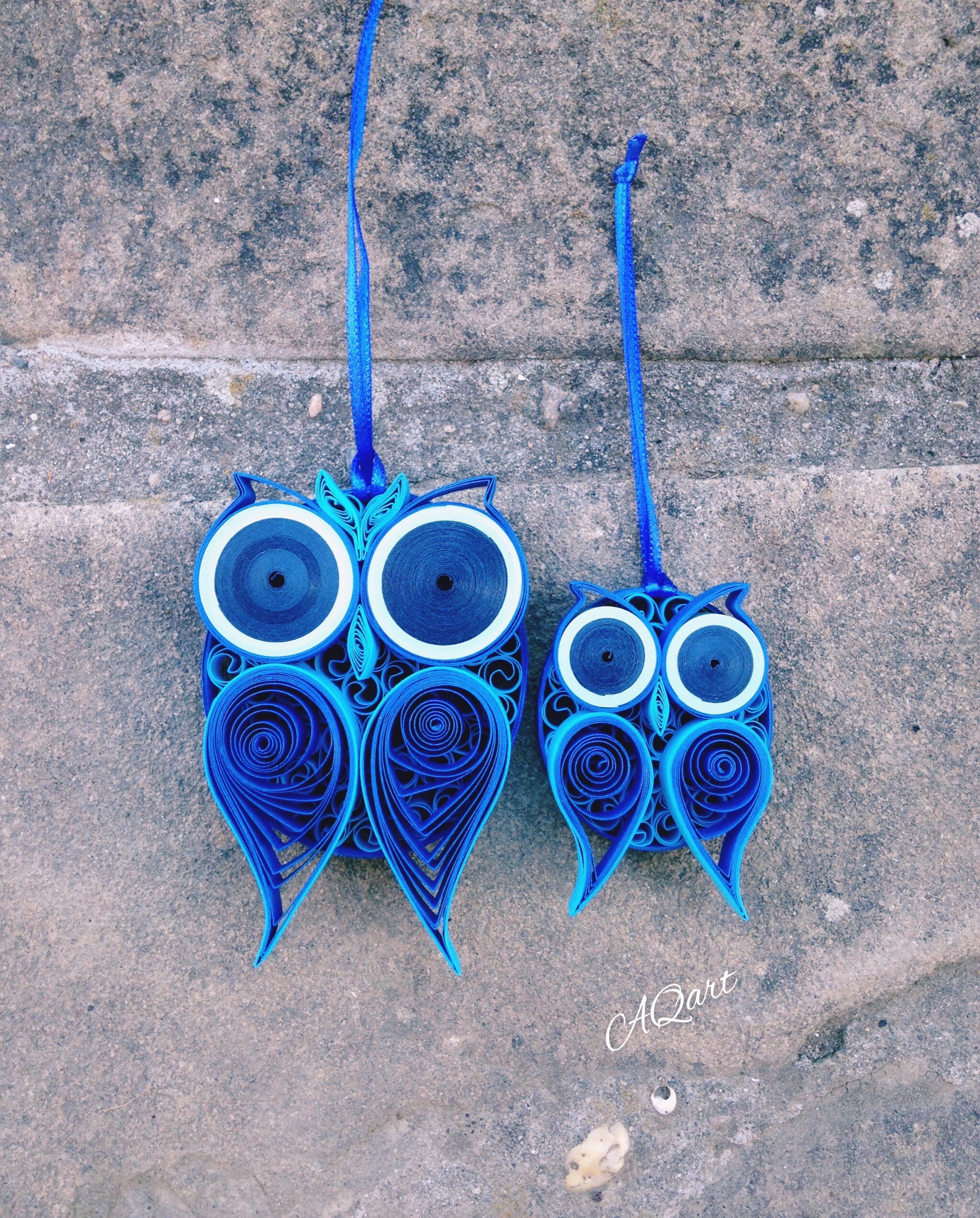 Ensemble de 2 Ornements Hibou - Décor Hibou-Bleu Amant Cadeau-Décor Hibou-Décor Chambre d'enfants-Ca